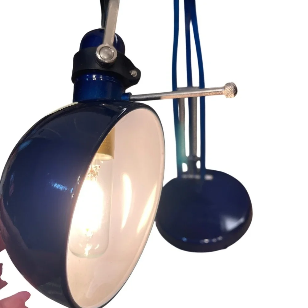 Vintage IKEA Forsa Cobalt Blue Swing Arm Desk Lamp Metal Architect Task Light
